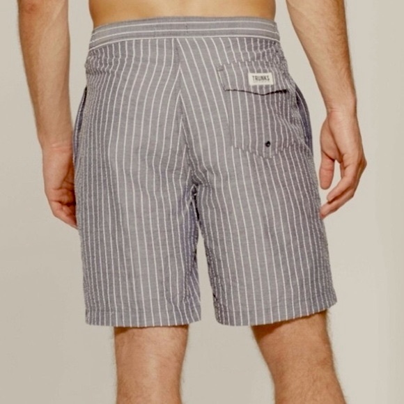 Trunks Surf & Swim Co. NWT Swim Trunks Gray and White Pinstriped Seersucker XXL - Picture 14 of 14